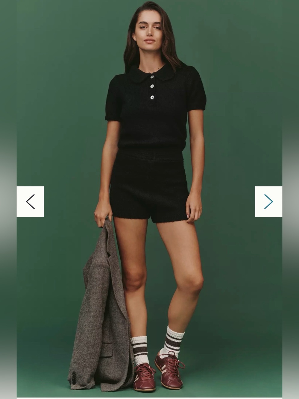 NWT Anthropologie Romper - Knit, Short Sleeve, Collared, Black, English Factory